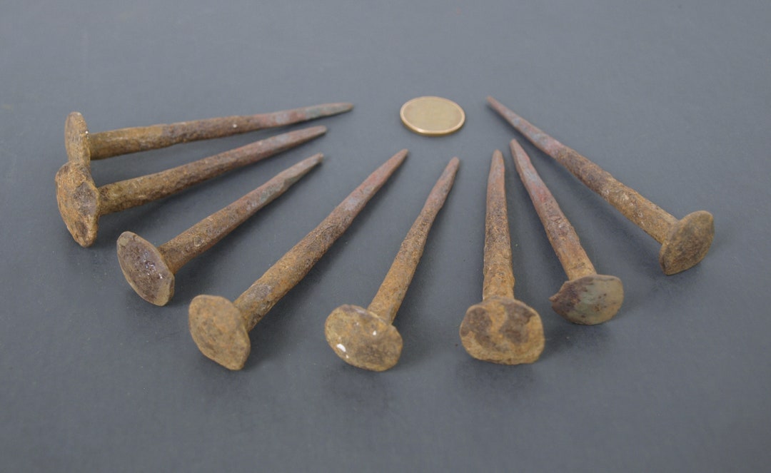 Antique Iron Nails, Circa 1800's 8 Individually Blacksmith