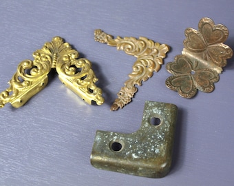 Antique & Vintage Decorative Brass Trunk or Box Hardware and Corner Reinforcers