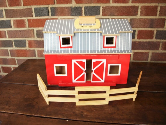 Melissa And Doug Fold And Go Wooden Barn Farm Play Set Etsy