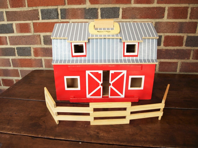 Melissa And Doug Fold And Go Wooden Barn Farm Play Set Etsy
