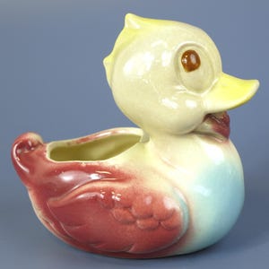 Patito de cerámica vintage súper lindo / Maceta con forma de patito bebé – Parece un patito de goma