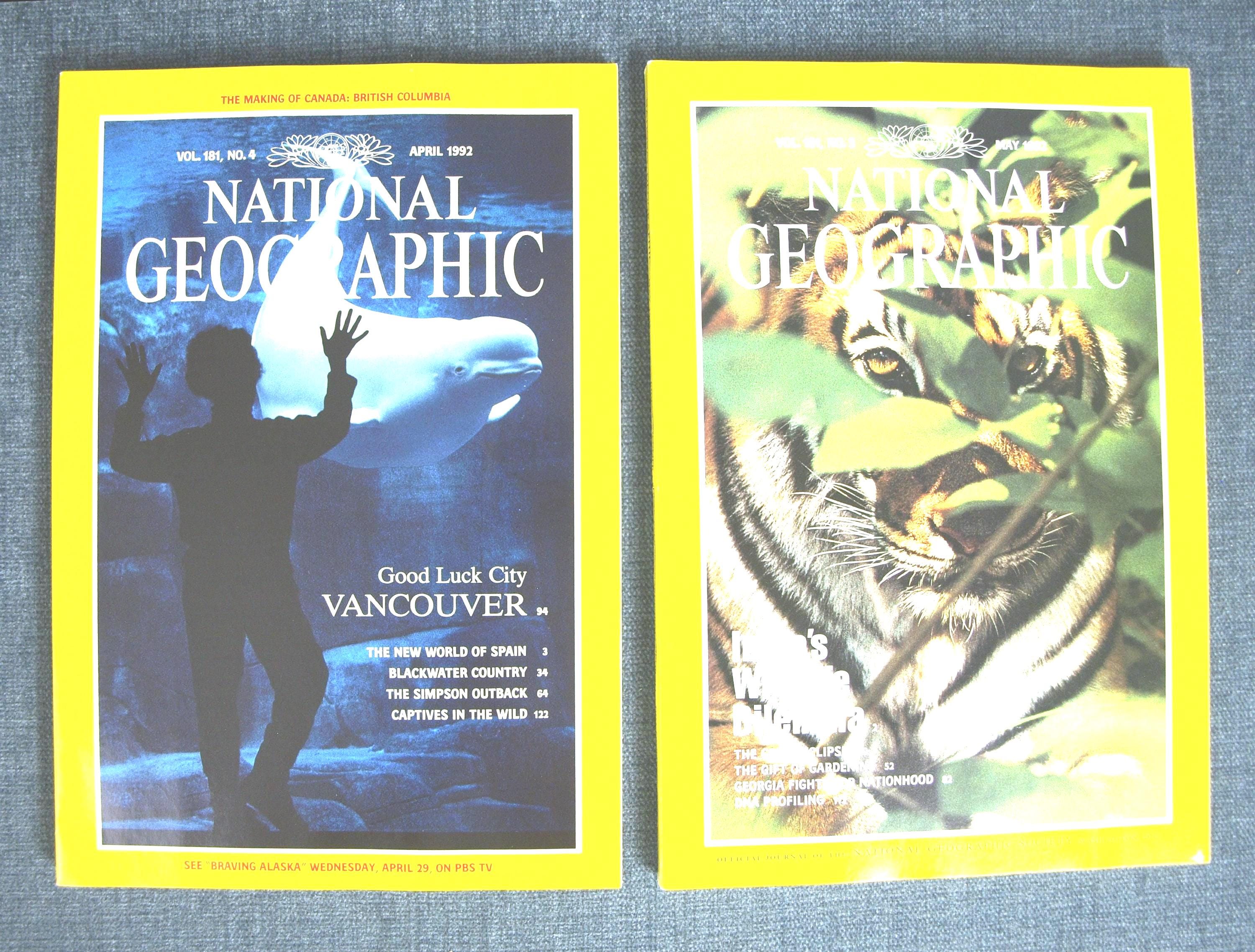 April & May 1992 National Geographic Magazines - Superb NM