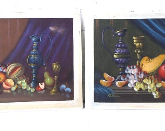 果物の静物 油彩画 ジョージ・ワイスボートによるヴィンテージの果物の静物油絵 - Etsy 日本