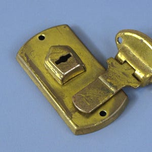 Vintage Spring Loaded 2&quot; Brass Box Latch Hasp Buckle - Briefcase / Suitcase / Trunk Lock Replacement - Great Condition but NO KEY