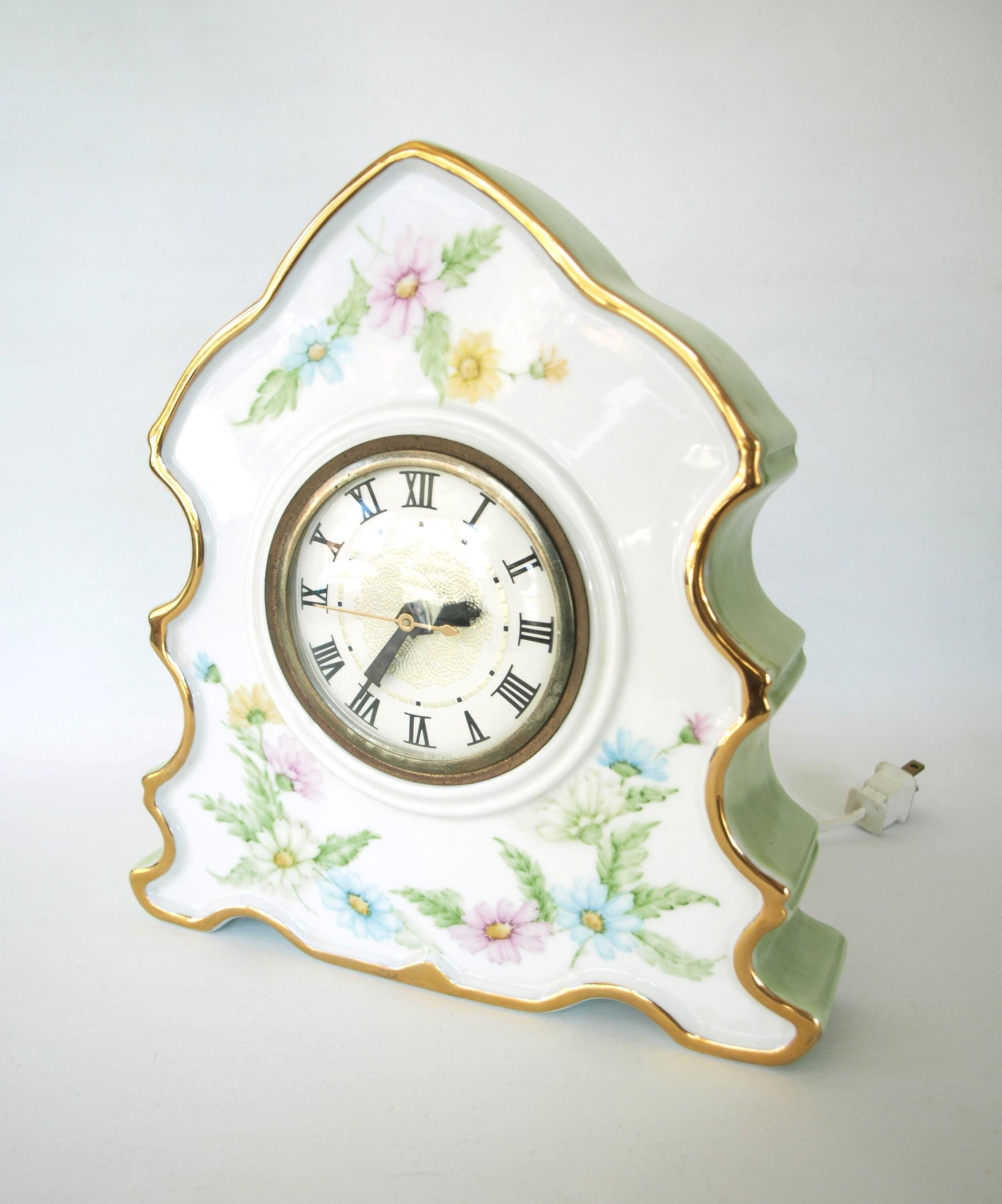 Vintage Helen K Schwarz Porcelain Mantle Clock With Lanshire