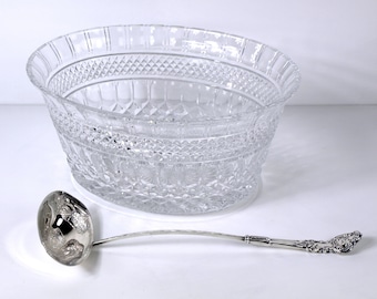 Vintage Godinger "Brandon" Champagne Chiller w/ Silver-plated Punch Ladle featuring a Floral & Leaf Handle, Unmarked - Very Good condition
