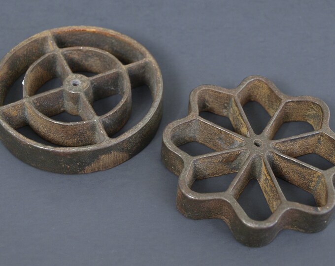 Antique Cast Iron Rosette Cookie Forms Set of 2 Scandinavian Holiday Cookie Forms Cooking