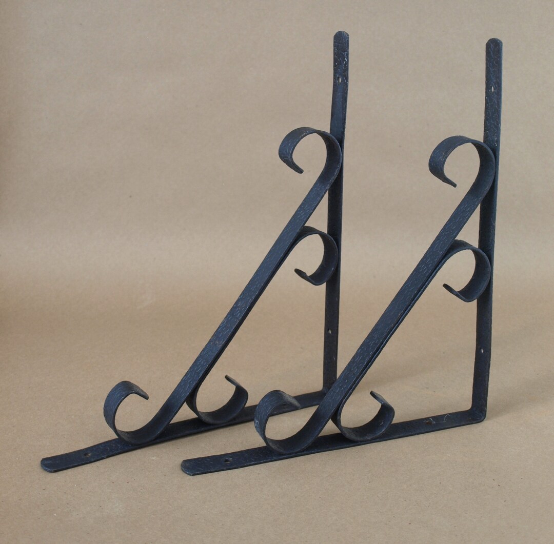 Vintage Steel Garden / Book Shelf Brackets With Antique Ornate Styling