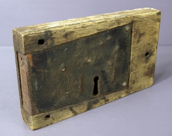Antique Oak Wood Mortise Door Lock circa 1800's Early American Hardware - No Key