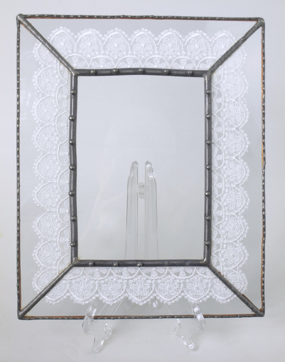 Vintage Desktop Picture Frame With Double Glass With Lace Border and