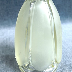 Vintage / Antique Art Deco Acorn Shape Glass Ceiling Light Shade - Thick Frosted and Clear Glass - 3 3/8" dia fitter opening