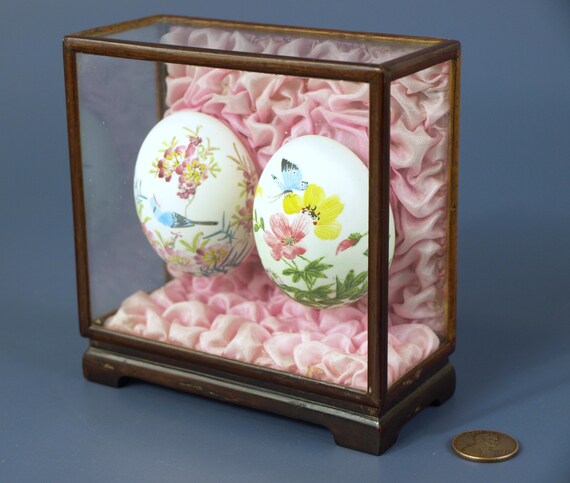 Vintage Easter or Spring Decor, Hand Painted Eggs in a Glass