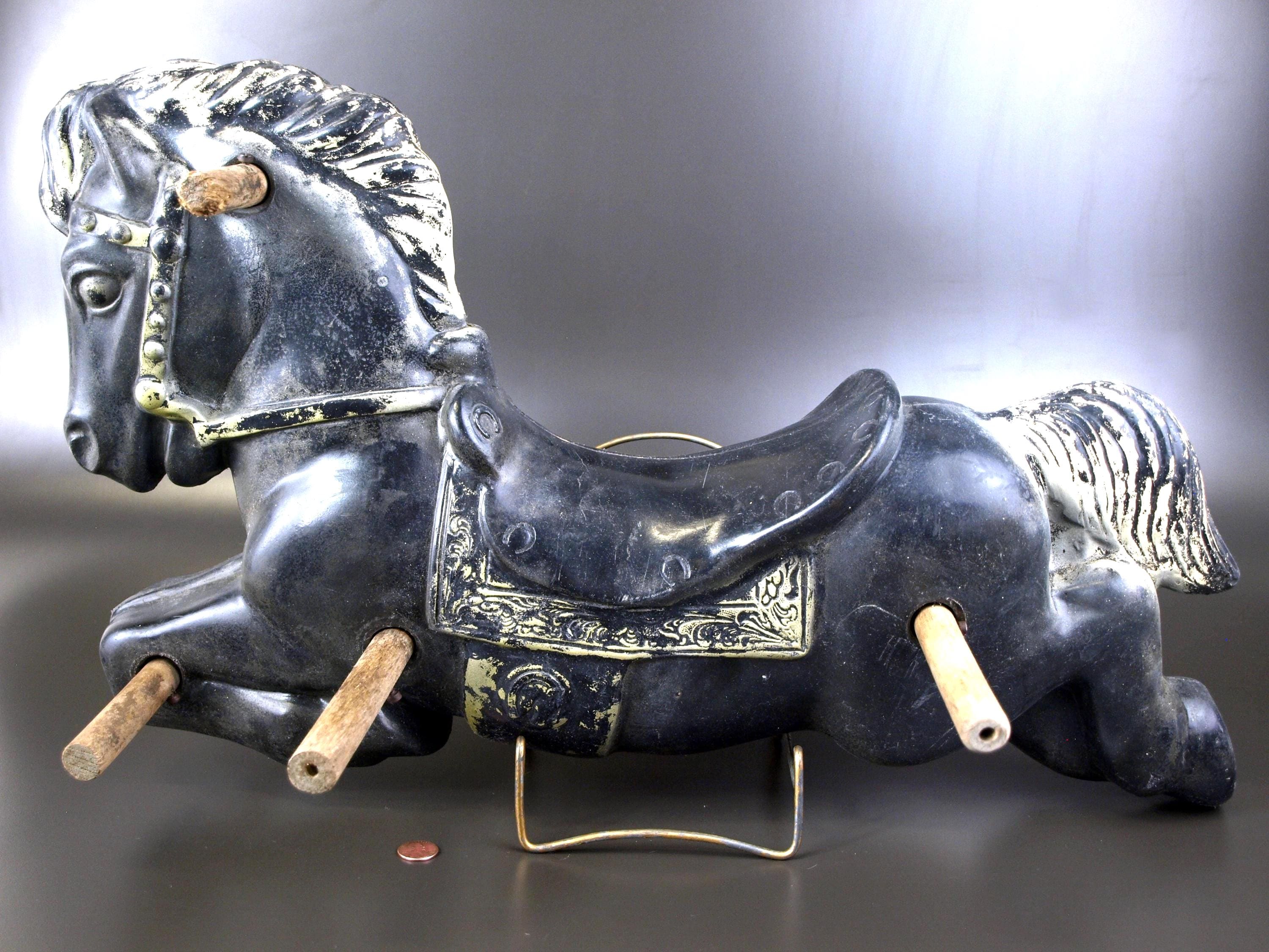 Plastic Rocking Horse On Springs Rare Vintage Hedstrom Bouncing