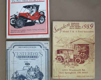 Vintage 1988 - 1989 Antique Auto Parts Catalogs Yesterday's Model A, Snyder's Antique Auto, & Egge Machine Co 1912 Metz Lot of 3  Used Cond