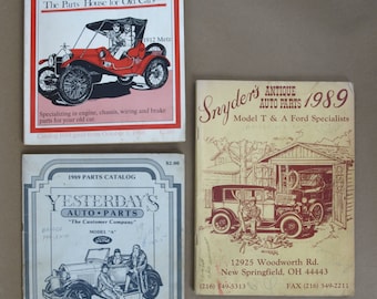 Vintage 1988 - 1989 Antique Auto Parts Catalogs Yesterday's Model A, Snyder's Antique Auto, & Egge Machine Co 1912 Metz Lot of 3  Used Cond