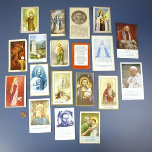 Vintage Catholic Prayer Card collection, 17 Cards included - Most appear Mid-Century Vintage - Good to Good+ condition