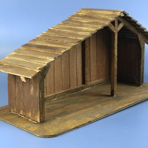 Handmade Wood Nativity Scene Manger Stable Staging Display for Nativity Set DIY - 21.5&quot; L x 9.5&quot; W x 10&quot; T - Great Condition