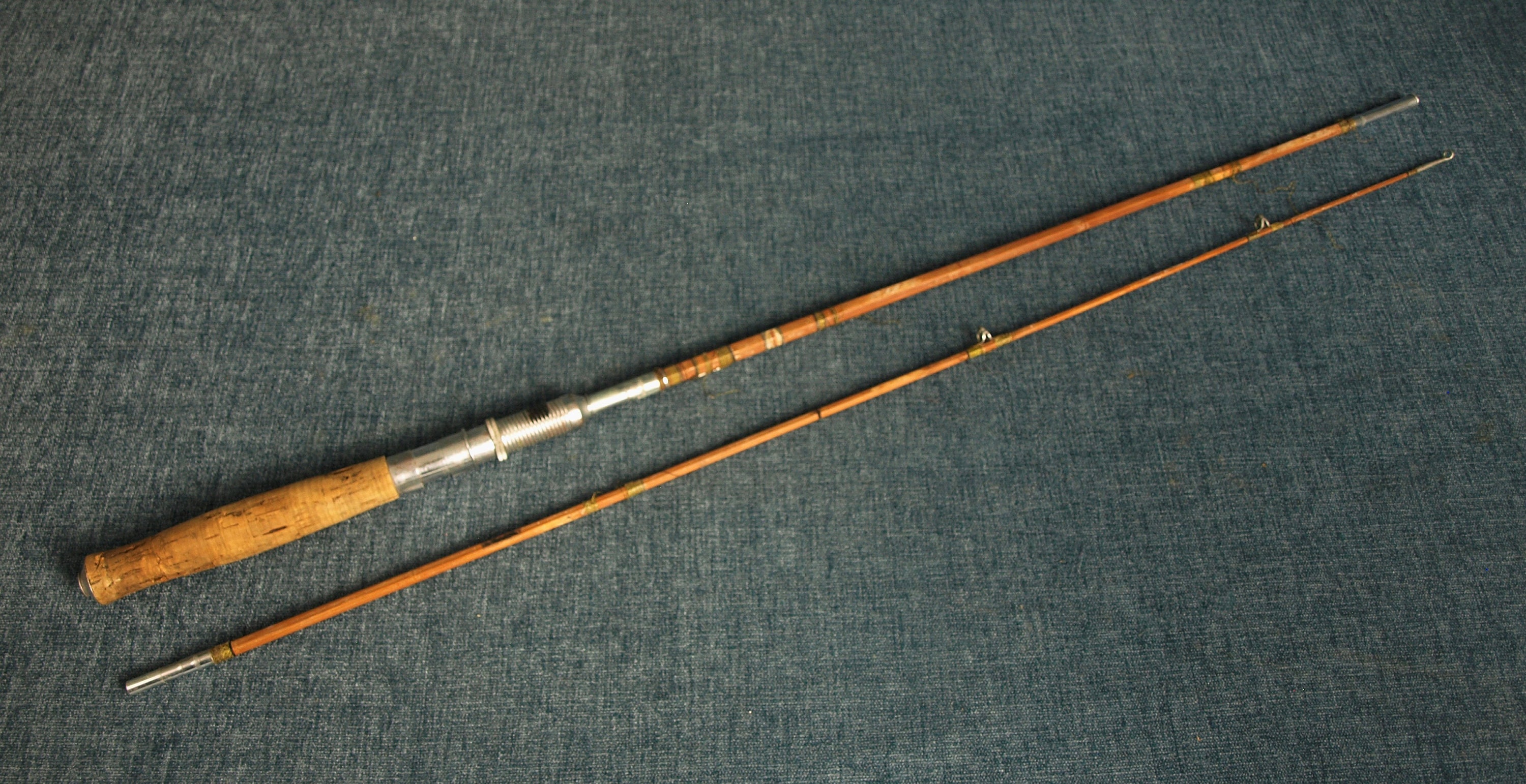 Vintage Yamafly Split Bamboo Cane Fly Fishing Rod With Cork Handle