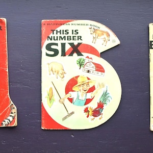Vintage Number Children’s Books – Happiness Number Books – Numbers One, Six and Eight – 1967 – Very Rare Lot of 3