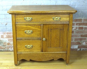 Antique Solid Oak Washstand Cupboard Bathroom Cabinet circa Early 20th C