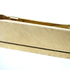 Vintage Mid Century ANSON Goldtone Necktie Clasp, Circa 1962 - Heavy Brushed Goldtone with Black Detail - Very Good Condition