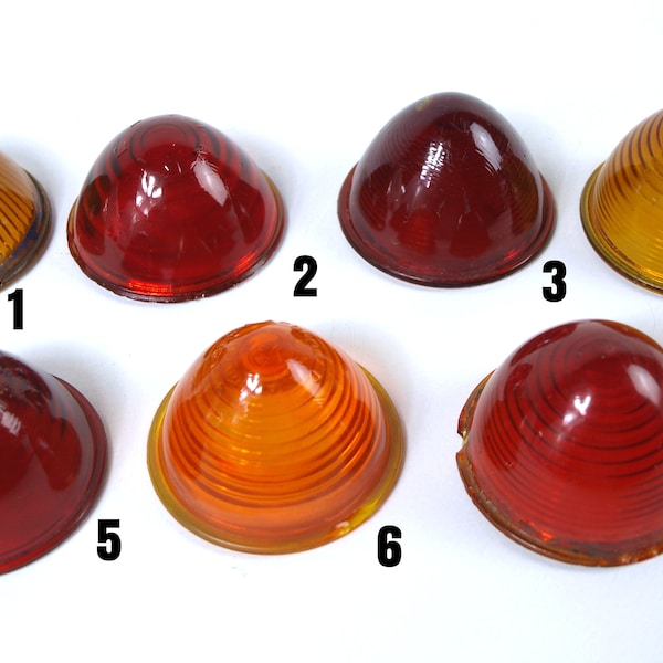 Vintage Glass Cone Taillights / Brake / Signal Light Lenses for Cars / Trucks / Autos - American, Yankee, Griffin, K.D. Lamp BL25 - c 50's