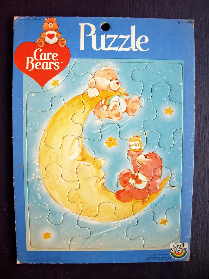 Vintage Care Bears 15 Piece Tray Frame Puzzle Cloud Love A Lot Image 0