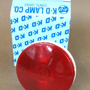 Vintage KD Lamp Co No. 759-0601 Plastic Red Tail Light / Sate Lite Round Marker NOS in Box - Made in USA - sae-sti-69