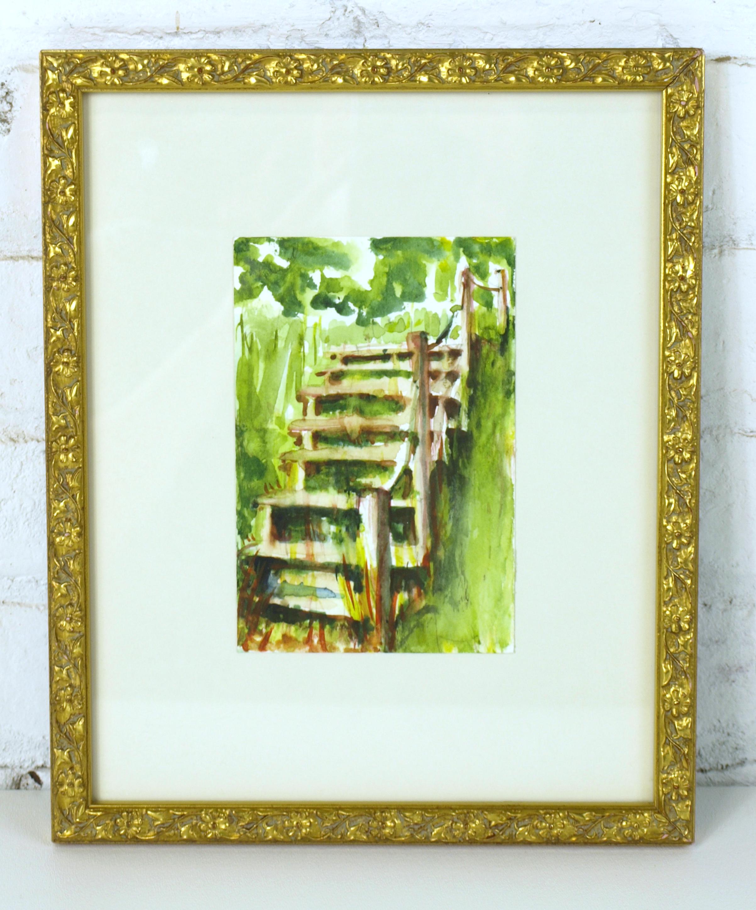 アナベルの丘」透明水彩画 原画 風景画 額縁付 F4サイズ 絵画
