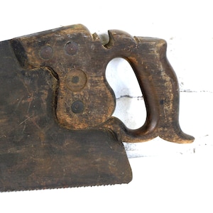 Vintage Crosscut Hand Saw with Wood Handle - 26&quot; Long Blade - Good Condition