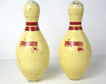 épingles de bowling vintage en forme de canard - J50 Strike Master - épingles en bois approuvées par la NDBC - état passable