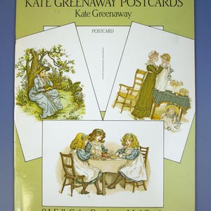 Livro de cartões postais vintage Kate Greenaway com 24 cartões coloridos prontos para enviar em excelentes condições NOS