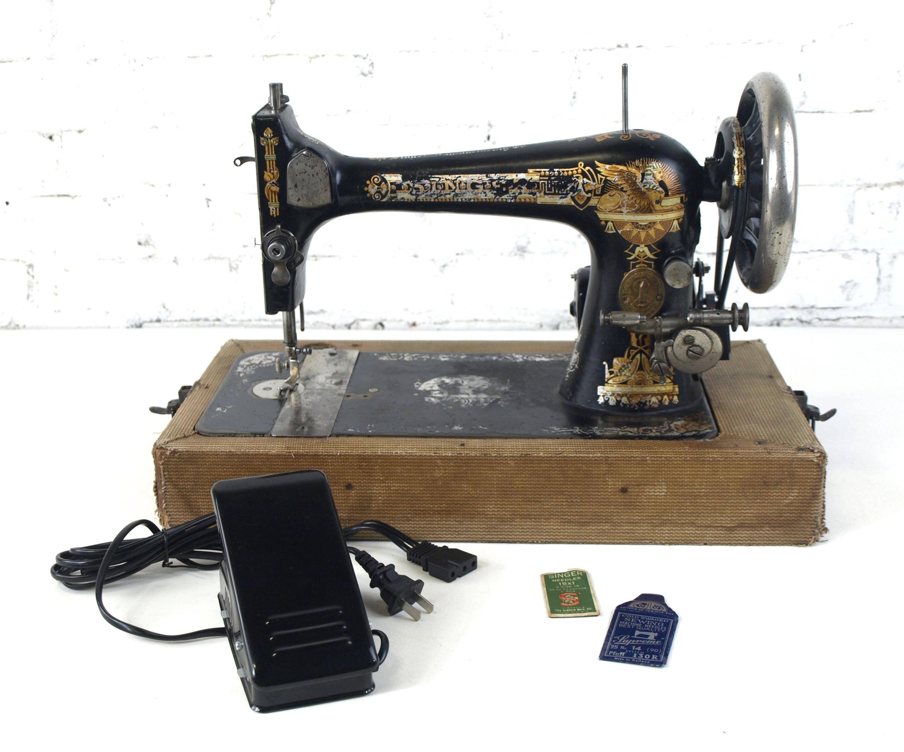 SINGER 古い電動ミシン シンガー ・ヴィンテージミシン「クリーニングで90年前の姿に！」本革
