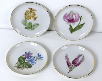 Vintage Coasters / Tea Cup Plates 3.5" - Porcelain - Made in Japan - Gold Rim / Floral - Good+ Condition