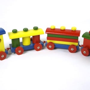 Vintage Wooden Pull Toy Train Set, Circa 1950&#39;s - Made in W. Germany - Shape Sorting & Pretend Play - Complete and Very Good Condition