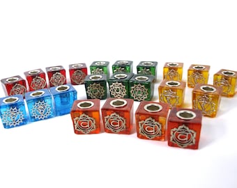 Vintage Mini Glass Chakra Candle Holders, SOLD INDIVIDUALLY - 1st, 2nd, 3rd, 4th Chakra Meditation Focus - Several Available, VG condition