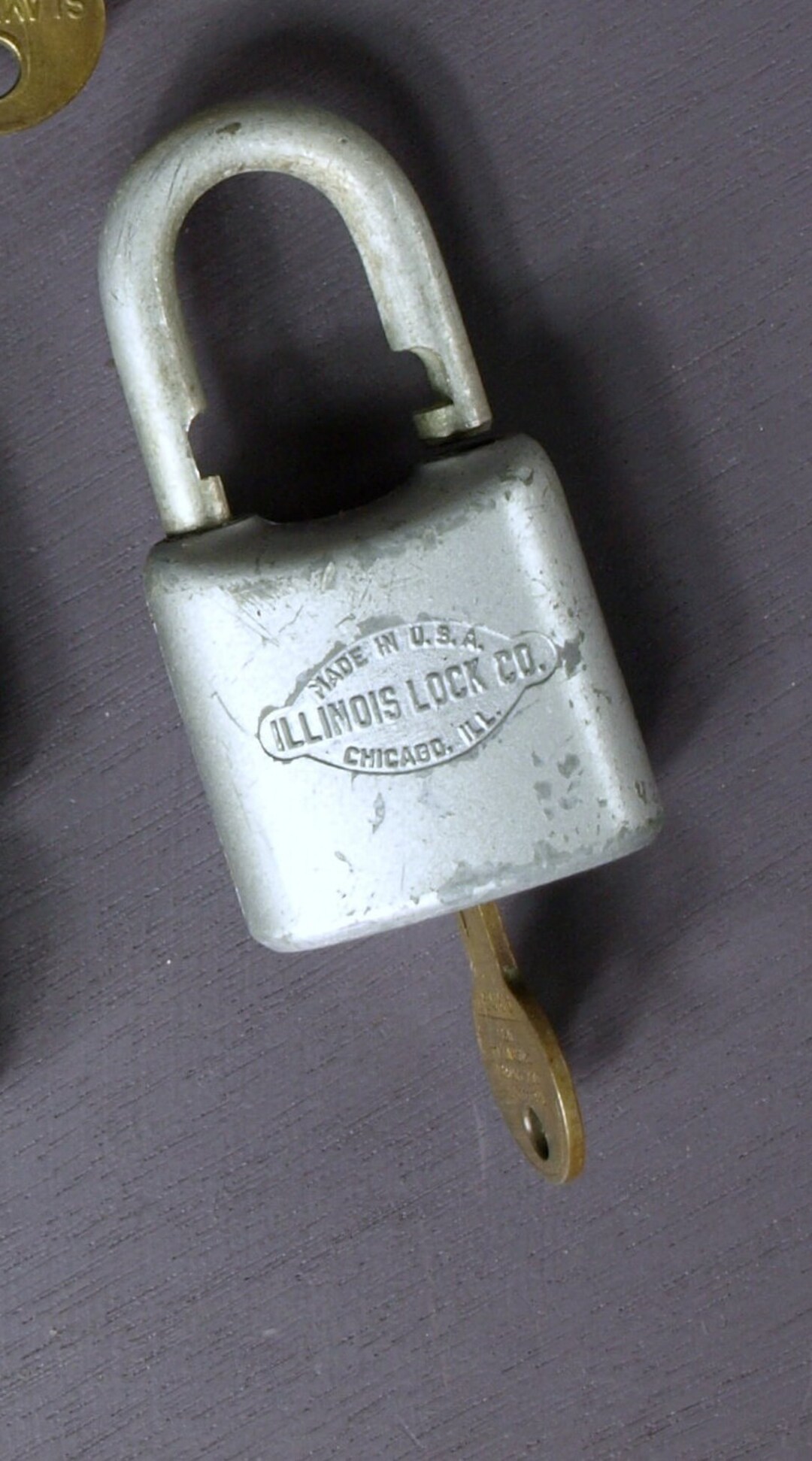 Vintage Steel Padlock W/ Key, Circa 1940's Illinois Lock Co. Very