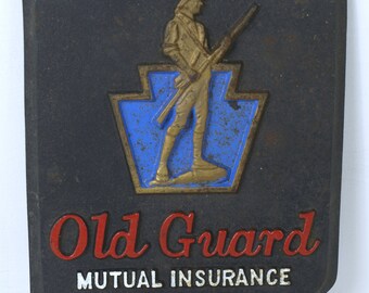 Cast Iron Plaque for Old Guard Mutual Insurance Co., Circa 1981 - Advertising Collectibles - VG