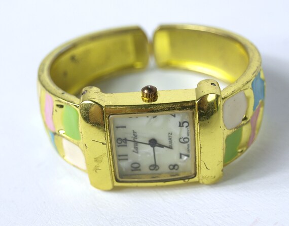 Vintage Laurier Multi-colored Cuff Bracelet Wrist Watch  display picture 3