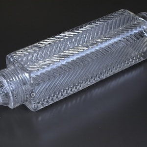 Vintage Clear Glass Art Deco Chevron Torpedo / Skyscraper / Bullet Lamp Shade at 9&quot; long in Great Condition - Two Available
