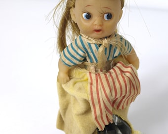 Vintage Dancing Ponytail Wind Up Doll, Circa 1950's - Made in Japan - Fair+ Appearance - Working Condition