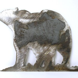 Vintage Unique Polar Bear Silhouette Steel Art - Unsigned - 7" Tall by 9.75" Wide by 1/8" Thick - Heavy Steel Wall Art or Leaning Polar Bear