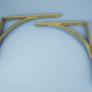 Vintage Industrial Metal Shelf Brackets circa 1930s - 40s Heavy Duty Pair at 12" x 10" in Very Good Condition