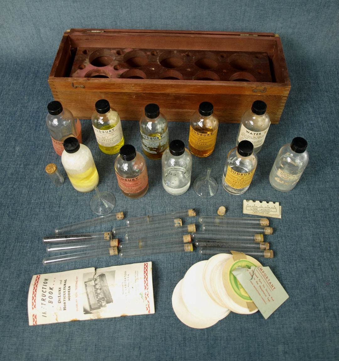 Vintage Sudbury Soil Testing Kit Deluxe and Horticultural Model in Wood