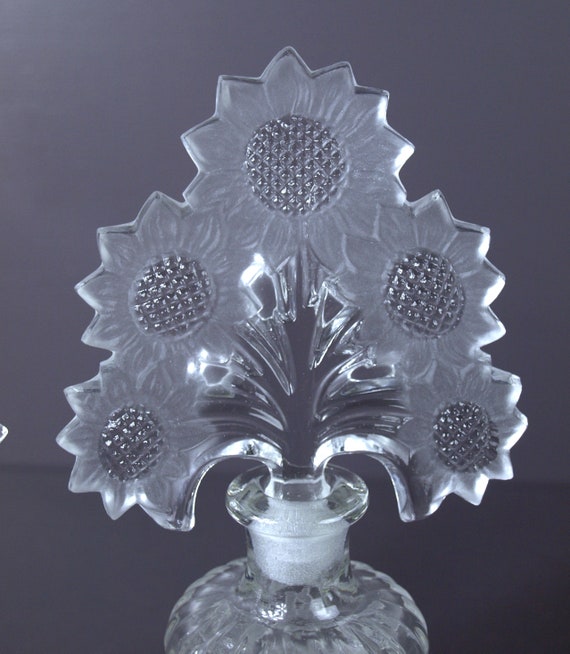 Vintage Irice Glass Gorgeous Sunflower Perfume Bo… - image 4