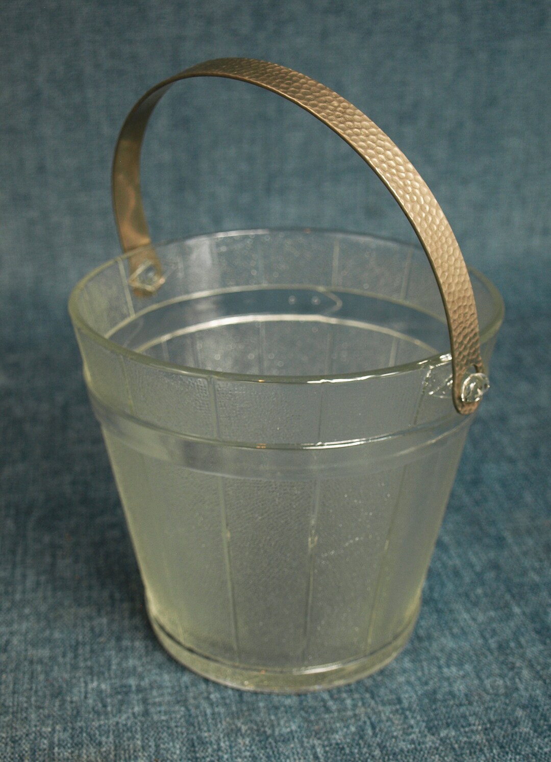 Vintage Clear Glass Ice Bucket With Metal Handle Shaped Like Etsy