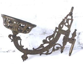 Antique B & H Bradley Hubbard Cast Iron Decorative Swing Arm Wall Mount Oil Lamp Holder Sconce No. 12 Dated June 7, 1881 - Missing Bracket