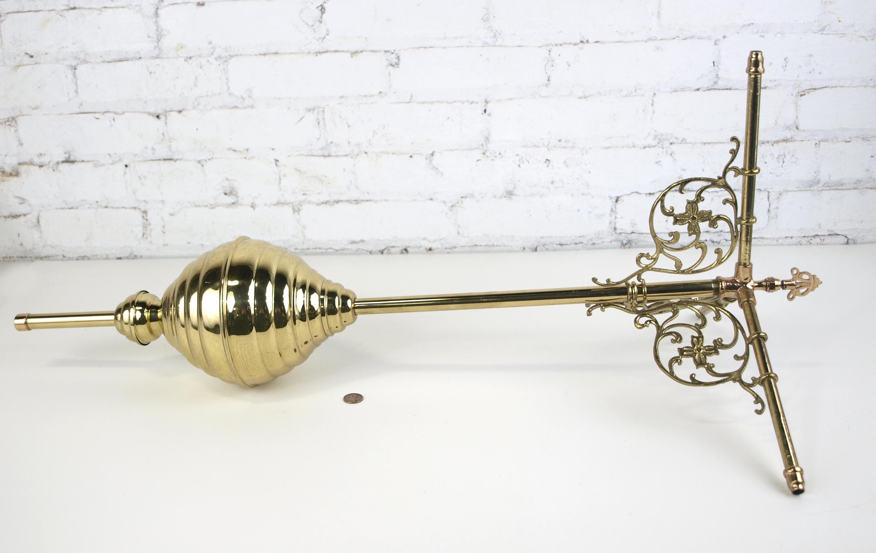 Antique Ornate Solid Brass Gas Ceiling Light Fixture Church Altarpiece ...
