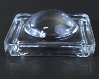 Vintage Dome Magnifier Paperweight Sliding Magnifying Glass - 3.75" square