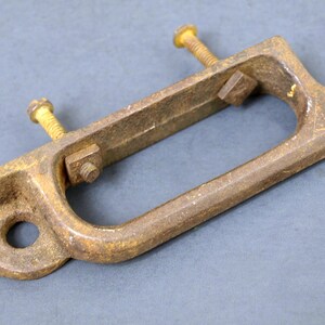 Antique Cast Iron Cabinet Door Handle w/ Padlock Eye - 4.25&quot; long w/ Mounting Screws - Reclaimed Hardware, Good+ Condition
